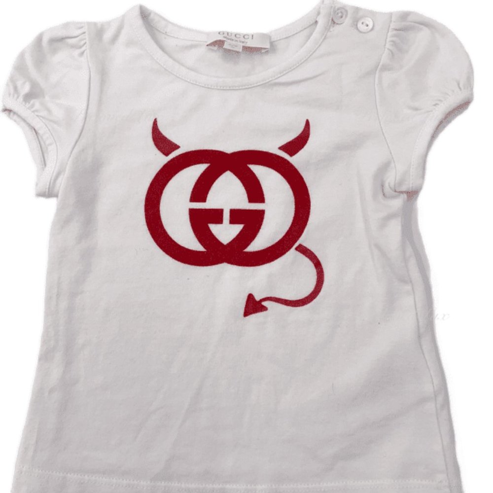 Authentic Gucci White Tees Top Girls Size 6-9 m